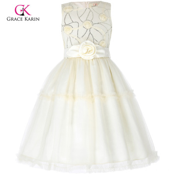 Grace Karin sem mangas Tulle Netting Flower Girl Princesa Bridesmaid Wedding Pageant Party Dress CL008982-1